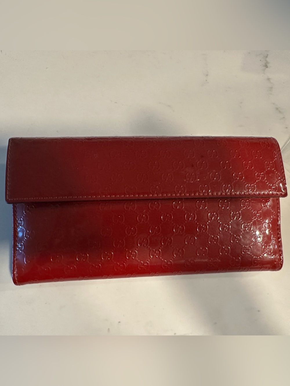 Gucci Red Patent Long Clutch Wallet